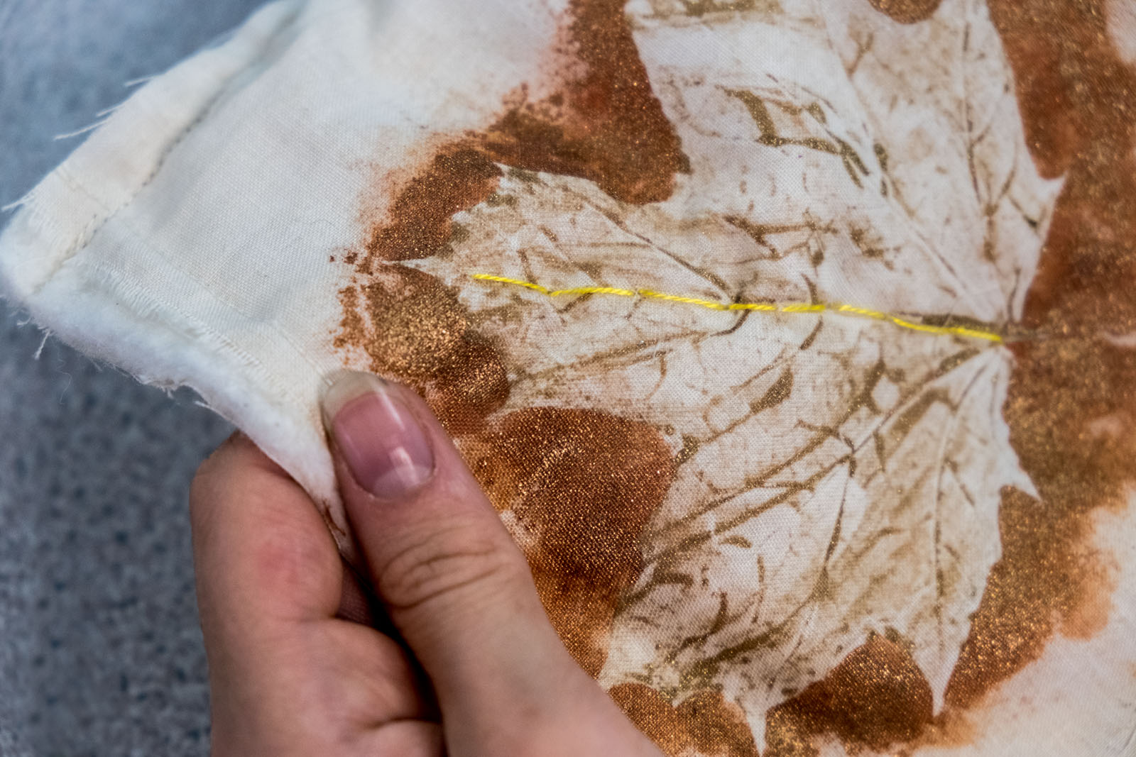 Embroidering leaf veins