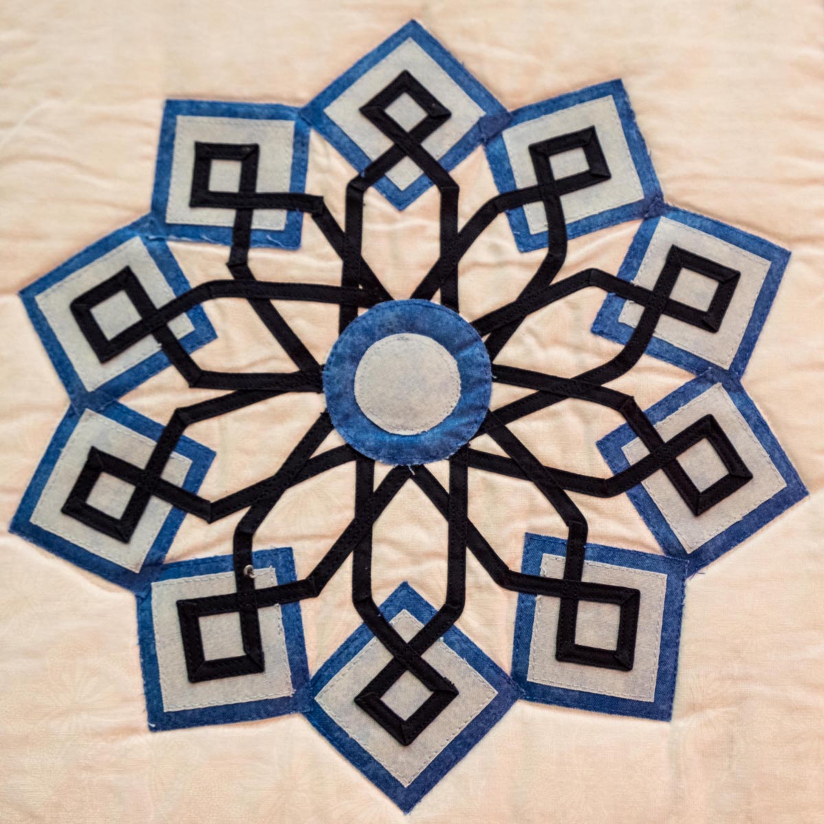 Geometric sample from blue & white quilt