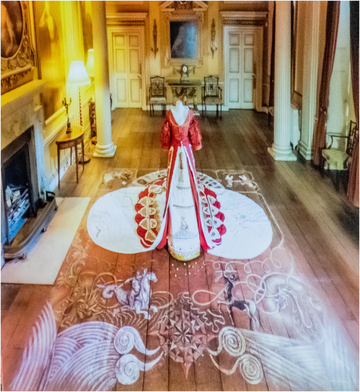 House of Embroidered Paper ball gown on sand art