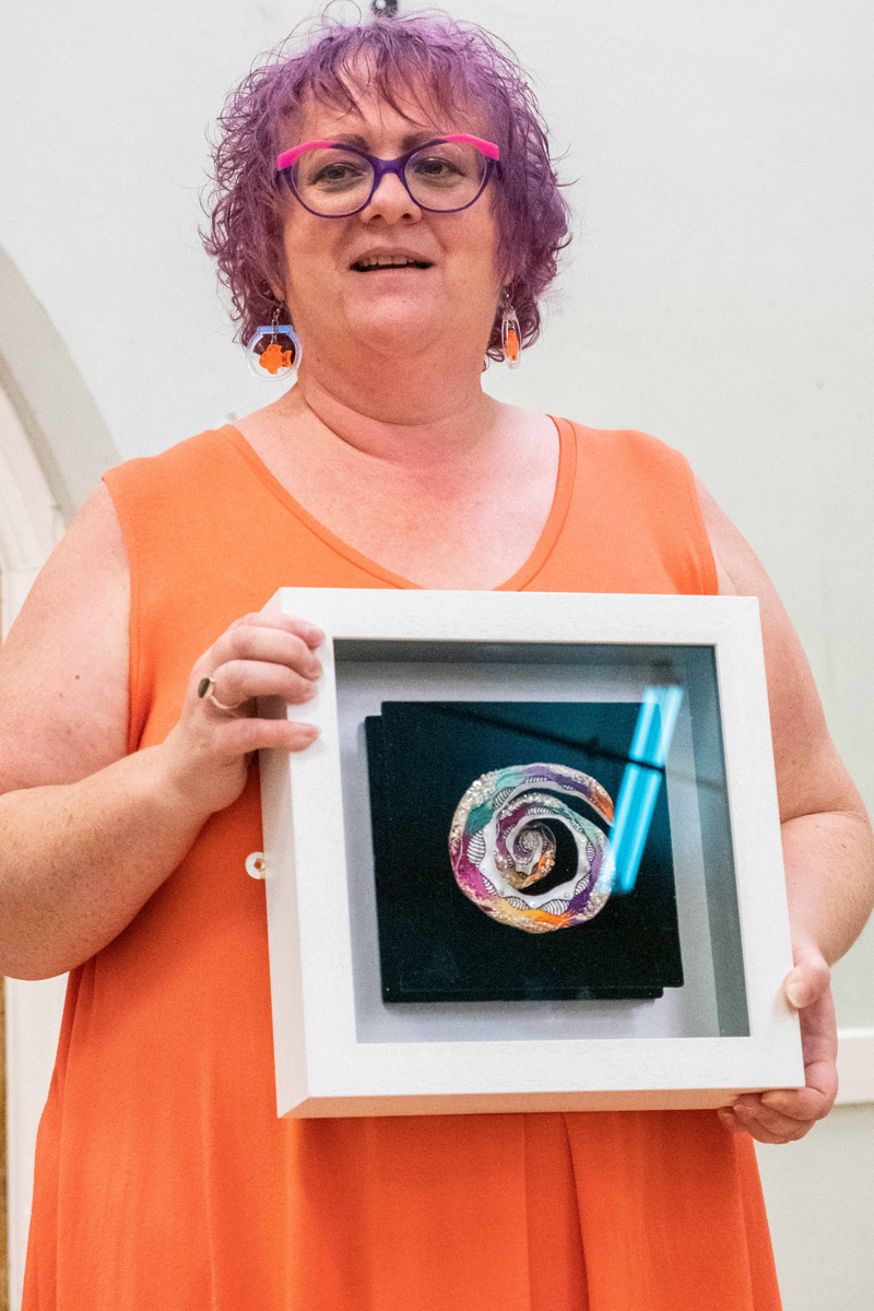 Sonja Galsworthy with an exhibition piece